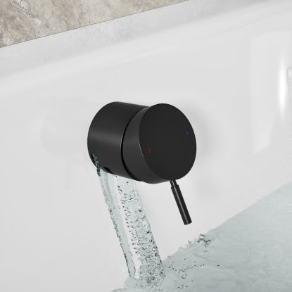 Bath Filler with Control Valve,Sprung Waste & Overflow Black