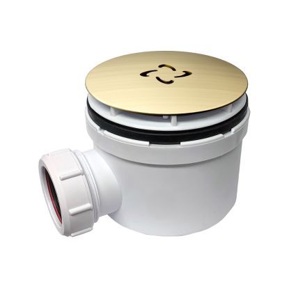 90mm High Flow Shower Waste c/w Brushed Brass Cover