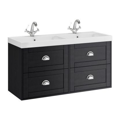 Clayton 1200mm 4 Drawer Wall Unit Graphite Ash (Chrome Handles)