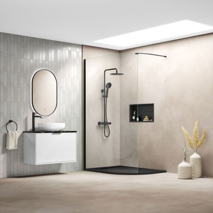 Emmi Curved Wetroom Panel Profile & Bracing Bar Kit Black