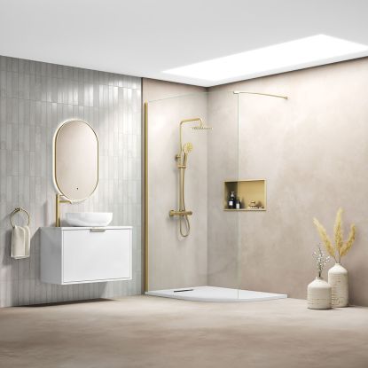 Emmi Curved Wetroom Panel Profile & Bracing Bar Kit Brushed Brass