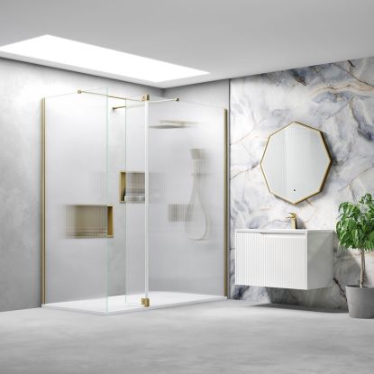 Emmi Wetroom Panel Wall Profile & Bracing Bar Kit Brushed Brass
