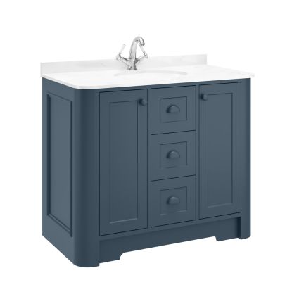 Farnham 1000mm 2 Door,3 Drawer Floor Unit Luxe Blue Matt