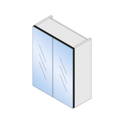 Slimline 500mm 2 Door Mirror Unit Black Matt