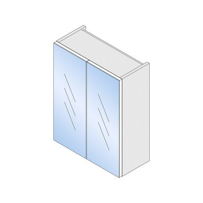 Slimline 500mm 2 Door Mirror Unit White Gloss