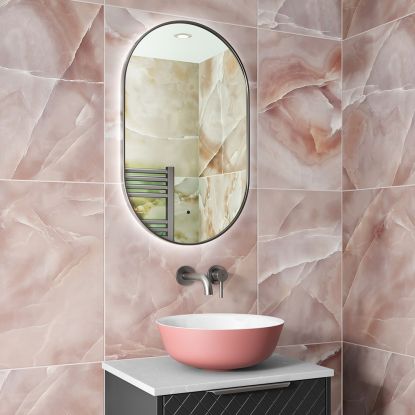 Finn 50 LED Gun Metal Frame Mirror