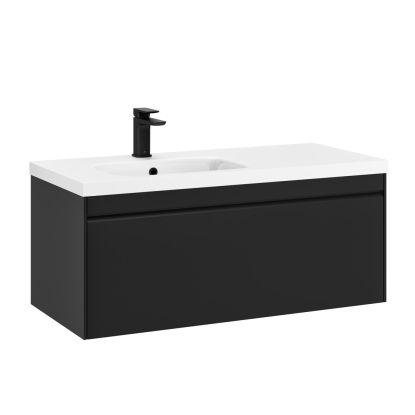 Hampton 1000mm 1 Drawer Wall Unit Black Matt