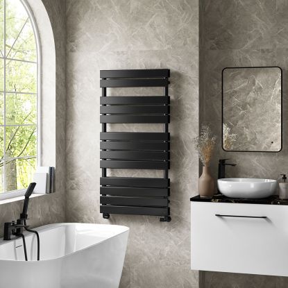 Jett 1210 x 600 Black Heated Towel Rail