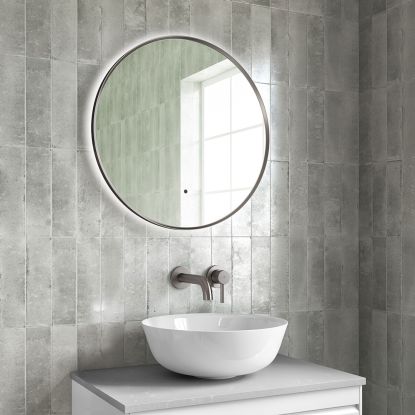 Kaci 60 LED Gun Metal Frame Mirror