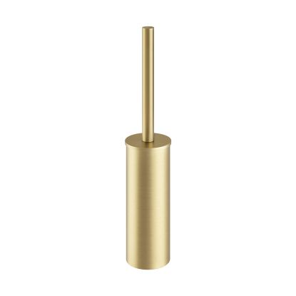 Round Wall Mounted / Freestanding Toilet Brush Set Brushed Brass