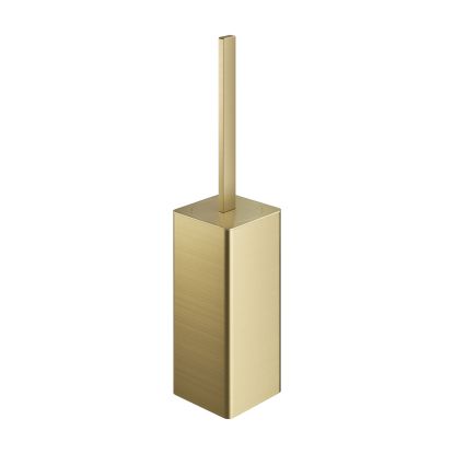 Square Wall Mounted / Freestanding Toilet Brush Set Brushed Brass
