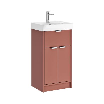 Calia 450mm 1 Drawer,2 Door Floor Unit Baked Terracotta Matt (Chrome Handle)