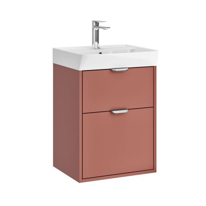 Calia 450mm 2 Drawer Wall Unit Baked Terracotta Matt (Chrome Handle)