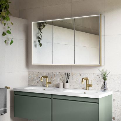 Corey 120 LED Brushed Brass Frame Mirror Cabinet