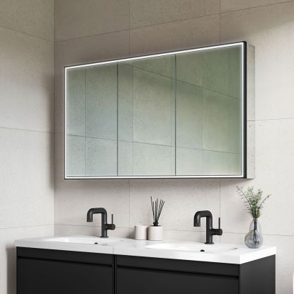 Corey 120 LED Black Frame Mirror Cabinet