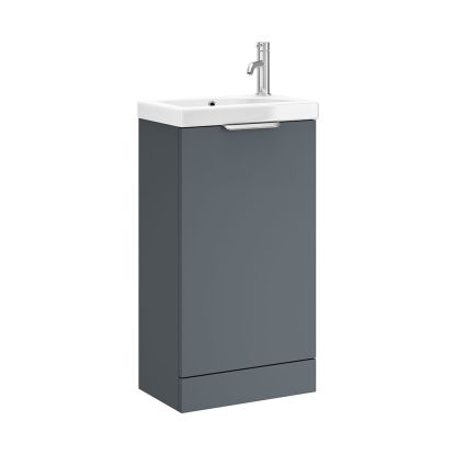 Keva 470mm 1 Door Floor Unit Lead Grey Matt (Chrome Handle)