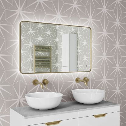 Quin 100 LED Brushed Brass Frame Mirror