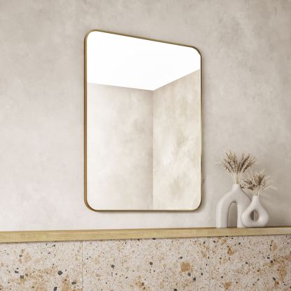 Quin 60 Non Illuminated Brushed Brass Frame Mirror