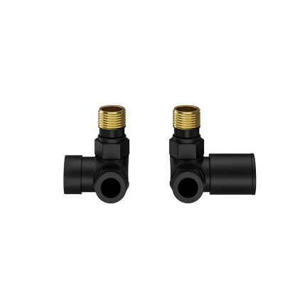 Round Radiator Valves - Corner Black