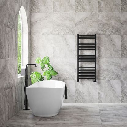 Ryver 1200 x 500 Black Heated Towel Rail