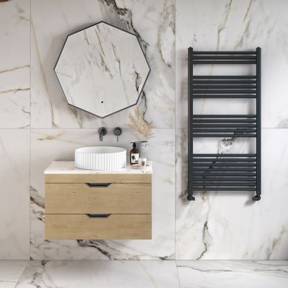 Ryver 1200 x 500 Anthracite Heated Towel Rail