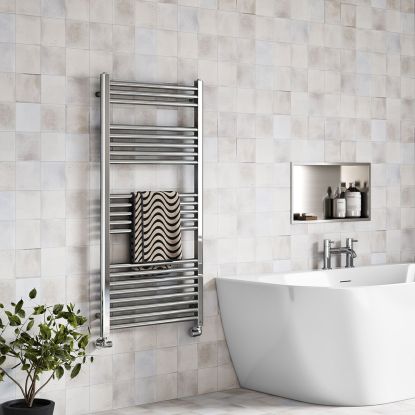 Ryver 1200 x 500 Chrome Heated Towel Rail