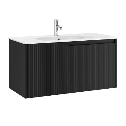 Serra 1000mm Fluted Wall Unit Black Matt