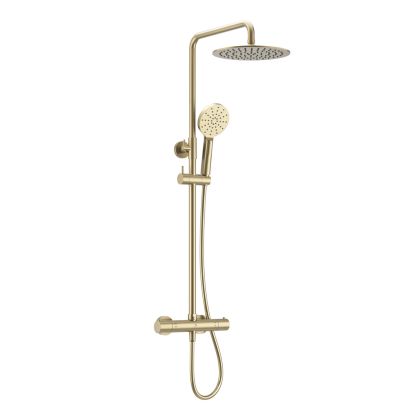 Ryver Round Exposed Thermostatic Shower Brushed Brass