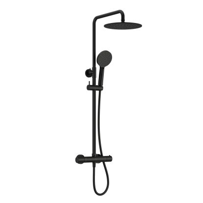 Ryver Round Exposed Thermostatic Shower Black