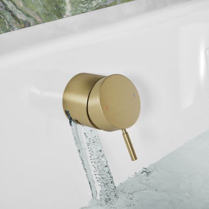 Bath Filler with Control Valve,Sprung Waste & Overflow Brushed Brass