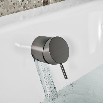 Bath Filler with Control Valve,Sprung Waste & Overflow Gun Metal