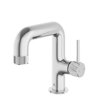 Ryver Fluted Side Lever Basin Mono Chrome c/w Universal Waste