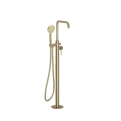 Ryver Fluted Floorstanding Bath Shower Mixer Brushed Brass