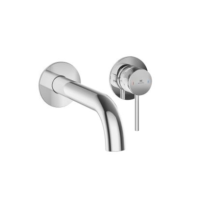 Ryver Fluted Wall Mounted Basin Mono Chrome c/w Universal Waste