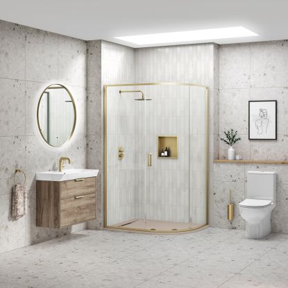 Otto 8mm 1 Door Offset Quadrant 1000x800mm Brushed Brass