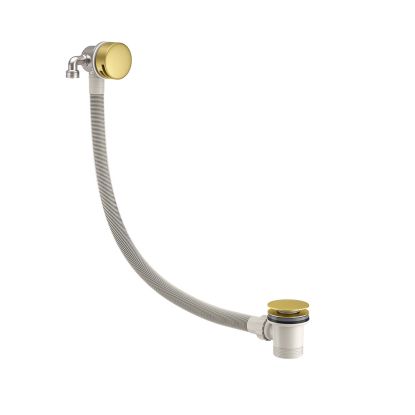 Round Overflow Bath Filler c/w Easy Clean Waste Brushed Brass